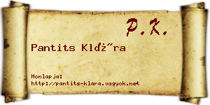 Pantits Klára névjegykártya